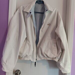 VINTAGE MEN'S NAVIGATION BOAT WORKS BLUE WHITE REVERSIBLE BOMBER JACKET